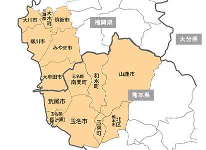 福岡県南部熊本県北部MAP